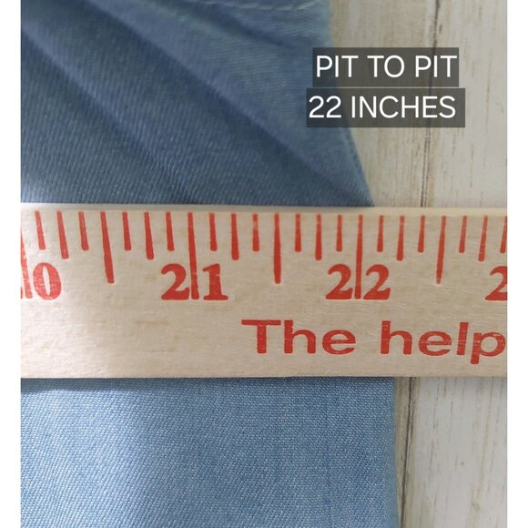 NWT Voy Blue Sleeveless Ruffle Top With Tie Back~Fringe Tip Sleeve~Size LARGE - Picture 7 of 8